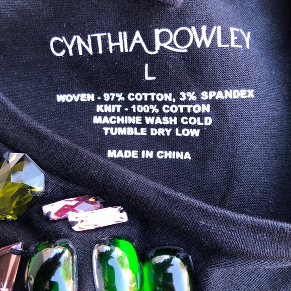New Cynthia Rowley Jeweled Gemstone Gem Stone Hi Low Black T-Shirt Tee Dress - Picture 10 of 16
